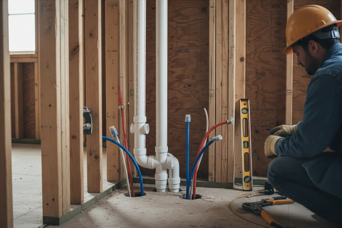 Drain and supply rough-in during Toilet Repair and Installation in Byron